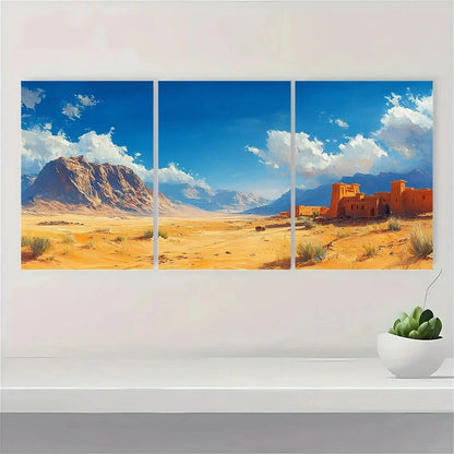 3pcs Vibrant Travel Blue Sky White Clouds Metal Print Ready to Hang Art
