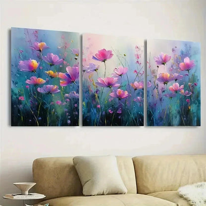 3pcs Flower On Canvas, Art, Pink Floral Wall Art Set Canvas Framed 60x90cm - High Quality Print 100% Australian Made Wall Canvas Ready to Hang