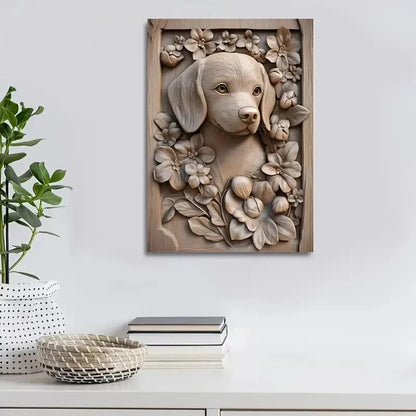 Featuring a Beagle Among Flowers Painting  40x60cm Metal Print Ready to Hang