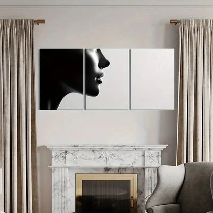 3pcs Black & White Abstract Woman Silhouette Wall Art Set Canvas Framed 60x90cm - High Quality Print 100% Australian Made Wall Canvas Ready to Hang