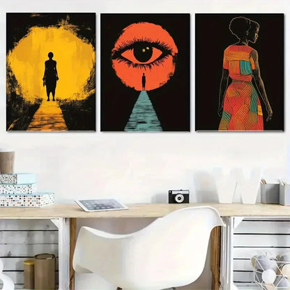 3pcs Black Modern Style Silhouettes Perfect Wall Art Set Canvas Framed 40x60cm - High Quality Print 100% Australian Made Wall Canvas Ready to Hang