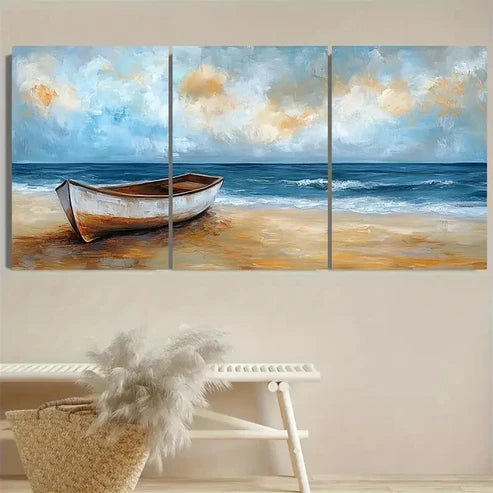3pcs Nautical Beach Wall Art Set Canvas Unframed - High Quality Print 100% Australian Made Wall Canvas