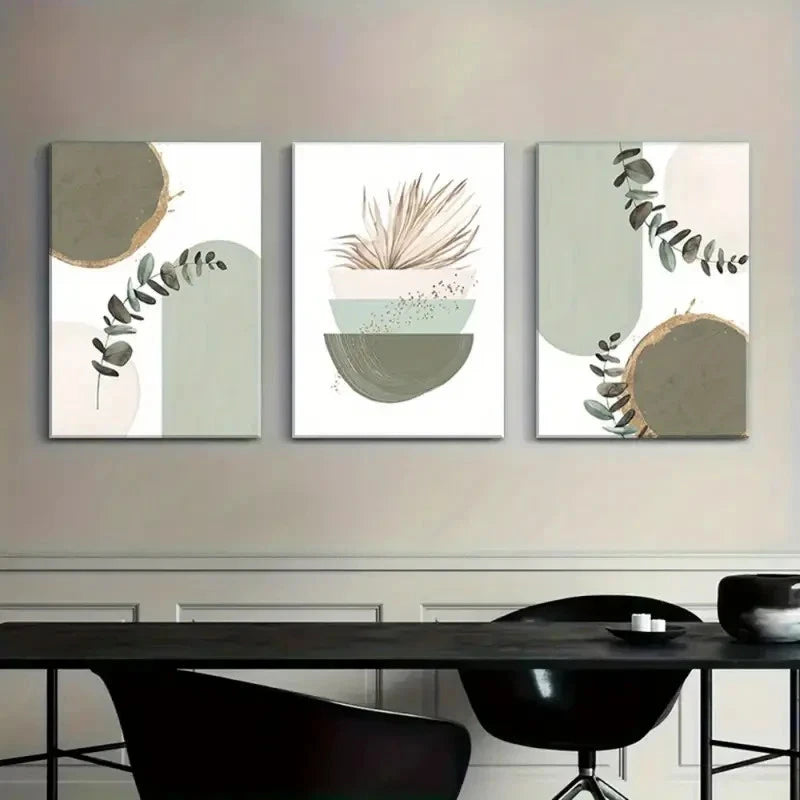 3pcs Bohemian Abstract Geometric Metal Print Ready to Hang Art