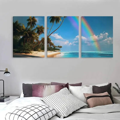 3pcs Australian Hyams Beach & Rainbow arches Wall Art Set Canvas Framed 60x90cm - High Quality Print 100% Australian Made Wall Canvas Ready to Hang