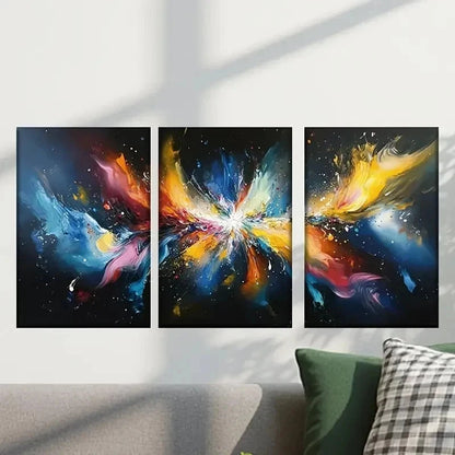 3pcs Abstract Paint Splashes Design Wall Art Set Canvas Framed 40x60cm - High Quality Print 100% Australian Made Wall Canvas Ready to Hang