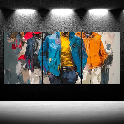 3pcs Men and Women In The City Metal Print Ready to Hang Art