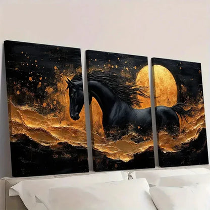 3pcs Abstract Painting with Golden Accents Wall Art Set Canvas Unframed - High Quality Print 100% Australian Made Wall Canvas