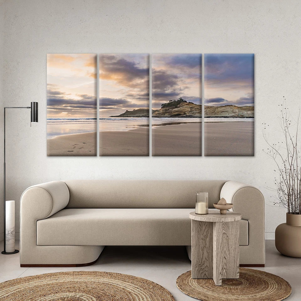 4pcs Coastal Sunset Beach Landscape Wall Art Canvas Framed 45x80cm - High Quality Print 100% Australian Made Wall Canvas Ready to Hang