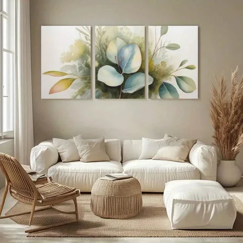 3pcs Greenery Decor Eucalyptus Leaves Wall Art Canvas Unframed - High Quality Print 100% Australian Made Wall Canvas