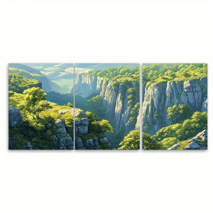 3pcs Cheddar Gorge Somerset England Cheddar Metal Print Ready to Hang Art