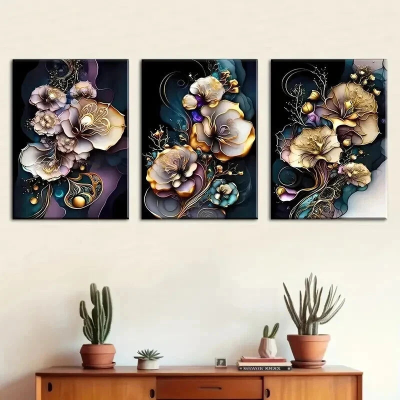 3pcs Abstract Wind Flowerc Landscape Perfect Wall Art Set Canvas Framed 40x60cm - High Quality Print 100% Australian Made Wall Canvas Ready to Hang