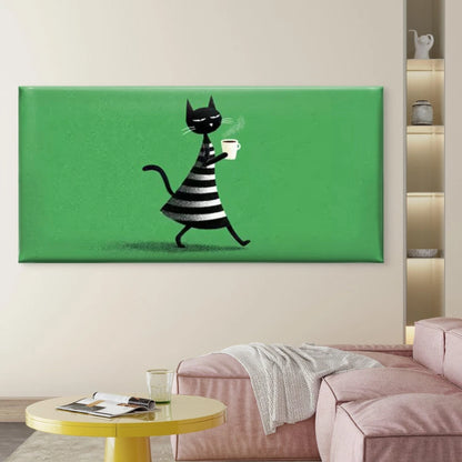 Minimalist Black Kitten Wall Art Canvas Office Home Room Framed 120x60cm