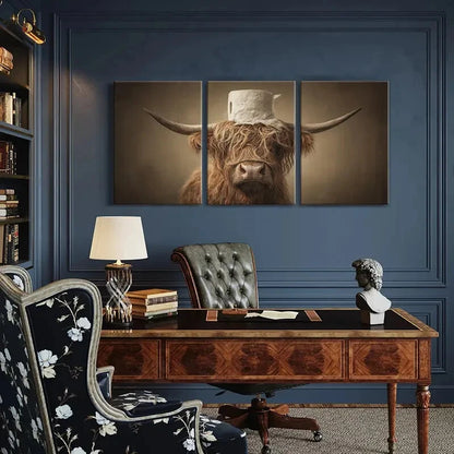 3pcs Highland Cow Art Farmhouse Decor Metal Print Ready to Hang Art