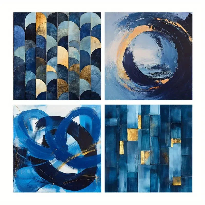 4pcs Abstract Swirl Canvas Wall Art Prints Wall Art Canvas Framed