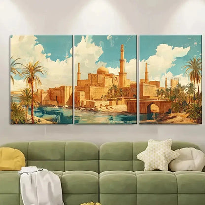 3pcs Samawah Iraq Vintage Inspired Metal Print Ready to Hang Art
