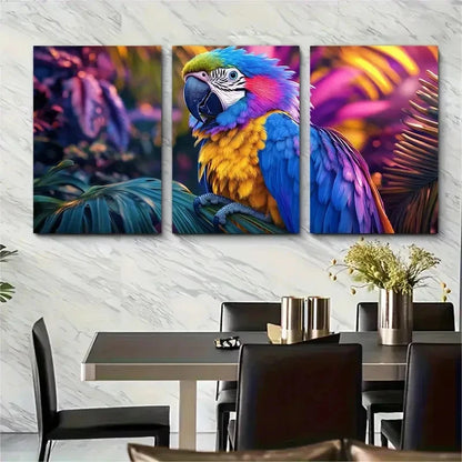 3pcs Purple Blue Yellow Feathers Nature Perfect Wall Art Set Canvas Framed 40x60cm - High Quality Print 100% Australian Made Wall Canvas Ready to Hang