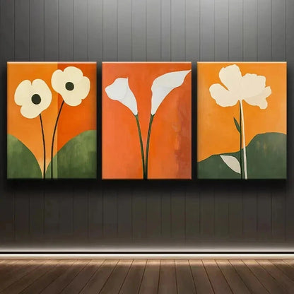 3pcs White Flower Modern Abstract Floral Perfect Wall Art Set Canvas Framed 60x90cm - High Quality Print 100% Australian Made Wall Canvas Ready to Hang