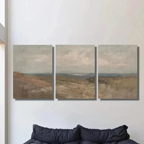 3pcs Vintage Antique Beach Hut Painting Wall Art Canvas Unframed – High Quality Print 100% Australian Made Wall Canvas