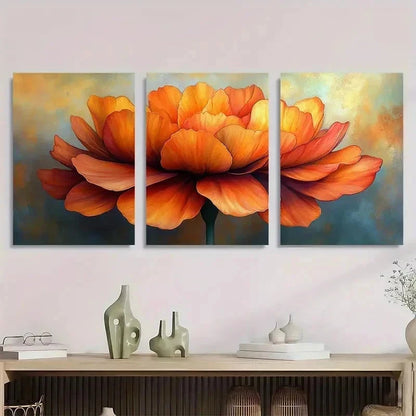 3pcs Marigold Flower Nature Perfect Wall Art Set Canvas Framed 40x60cm - High Quality Print 100% Australian Made Wall Canvas Ready to Hang