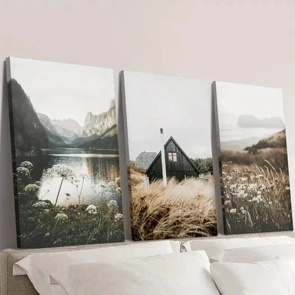 3pcs Natural Wildflower Landscape Photograph  Wall Art Set Canvas Unframed - High Quality Print 100% Australian Made Wall Canvas
