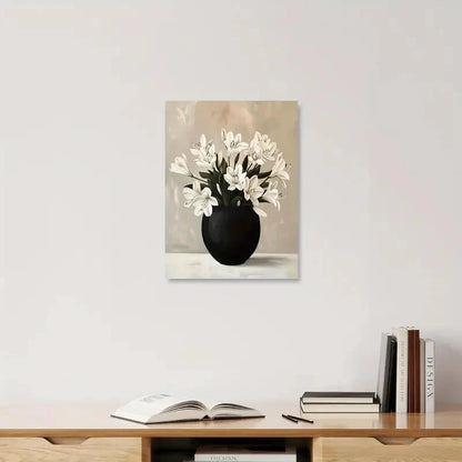 Beautiful Elegant White Lily Bouquet Painting 40x60cm Metal Print Ready to Hang