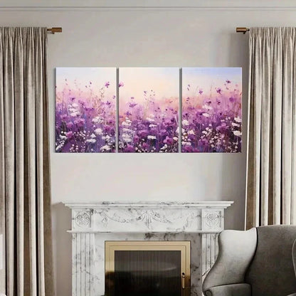3pcs Colorful Wild Flowers Floral Wall Art Set Canvas Framed 50x70cm - High Quality Print 100% Australian Made Wall Canvas Ready to Hang
