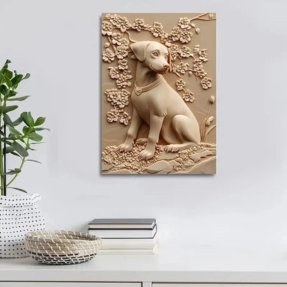 Featuring a Hound Sitting Among Sanogawa Painting 40x60cm Metal Print Ready to Hang