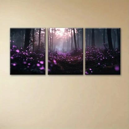 3pcs Beautiful Purple Flowers Nature Perfect Wall Art Set Canvas Framed 40x60cm - High Quality Print 100% Australian Made Wall Canvas Ready to Hang
