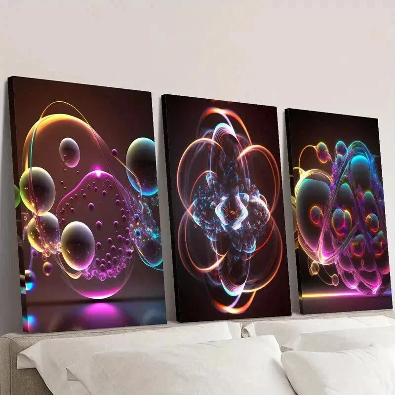 3pcs Cool Colorful Bubbles Painting Wall Art Set Canvas Framed 40x60cm - High Quality Print 100% Australian Made Wall Canvas Ready to Hang