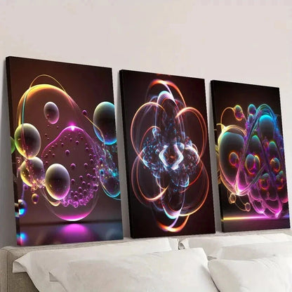 3pcs Cool Colorful Bubbles Painting Wall Art Set Canvas Framed 40x60cm - High Quality Print 100% Australian Made Wall Canvas Ready to Hang