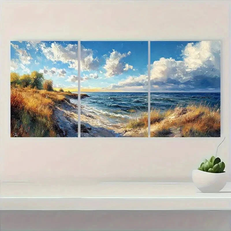 3pcs Lake Shore Sunset Nature Scenery Metal Print Ready to Hang Art