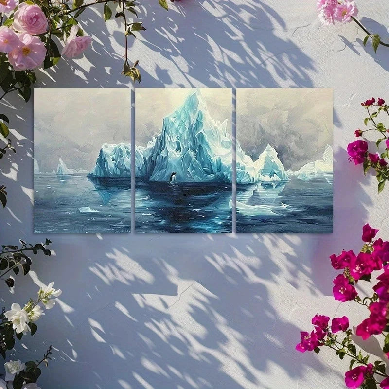 3pcs Iceberg in Southern Ocean Metal Print Ready to Hang Art