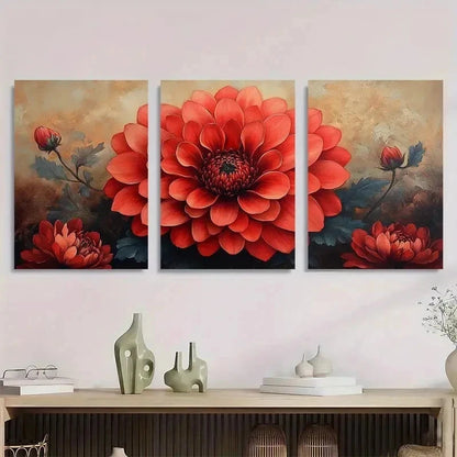 3pcs Chrysanthemum Flower Nature Perfect Wall Art Set Canvas Framed 40x60cm - High Quality Print 100% Australian Made Wall Canvas Ready to Hang