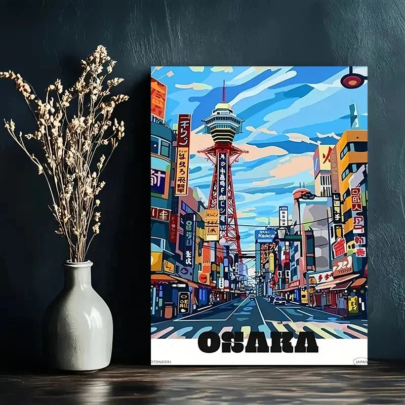 Osaka Japan Modern Japanese Architecture Travel Poster Print Wall Art