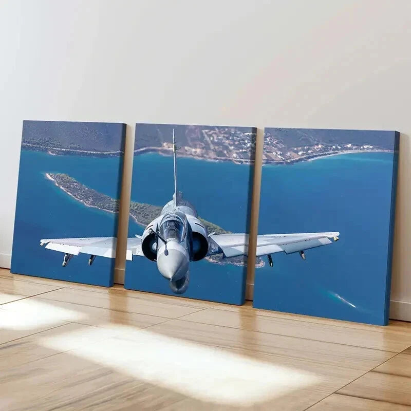 3pcs Military Theme Artwork Fighter Jets Wall Art Set Canvas Framed 40x60cm - High Quality Print 100% Australian Made Wall Canvas Ready to Hang