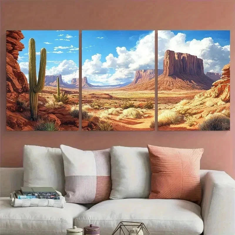 3pcs Arizona Southwestern Nature Décor Perfect Wall Art Set Canvas Framed 60x90cm - High Quality Print 100% Australian Made Wall Canvas Ready to Hang