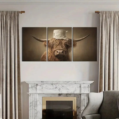 3pcs Highland Cow Art Farmhouse Decor Metal Print Ready to Hang Art