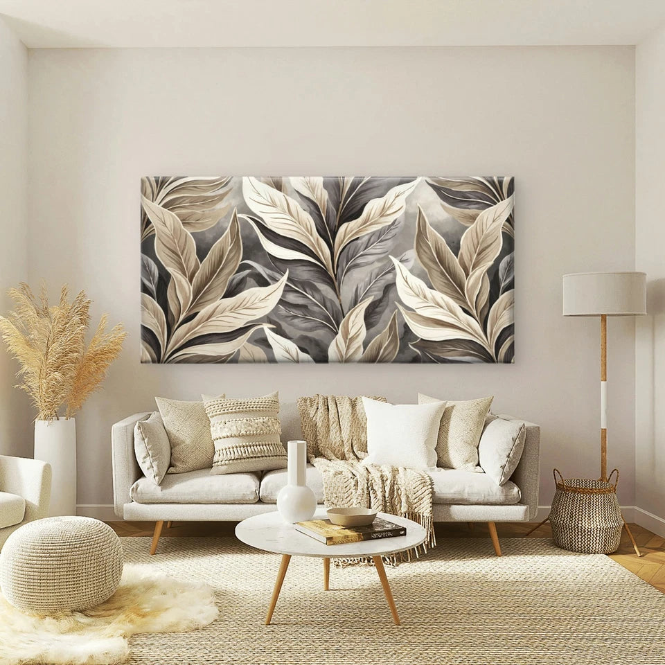Leaf Modern Abstract Wall Art Canvas Office Home Room Framed 120x60cm