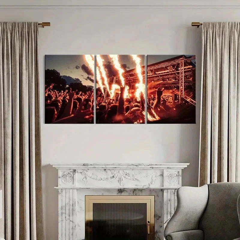3pcs Band Performance Scene Decoration Wall Art Set Canvas Framed 40x60cm - High Quality Print 100% Australian Made Wall Canvas Ready to Hang