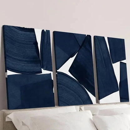 3pcs Blue Tone Geometric Patterns Wall Art Set Canvas Framed 40x60cm - High Quality Print 100% Australian Made Wall Canvas Ready to Hang