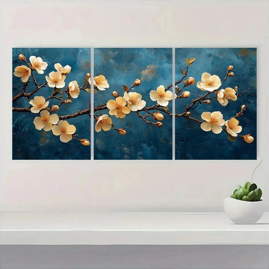 3pcs Charming Apricot Blossom & Wilderness Scene Wall Art Set Canvas Framed 60x90cm - High Quality Print 100% Australian Made Wall Canvas Ready to Hang