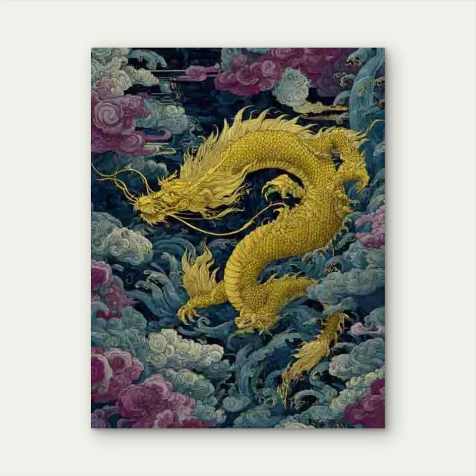Asian Style Dragon 60x90cm Metal Print Ready to Hang