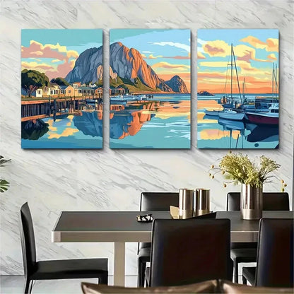 3pcs Morro Bay California Scenic Coastal Metal Print Ready to Hang Art