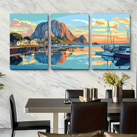 3pcs Morro Bay California Scenic Coastal Metal Print Ready to Hang Art