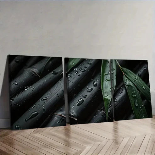 3pcs Bamboo Forest Night Scene Wall Art Set Canvas Unframed - High Quality Print 100% Australian Made Wall Canvas
