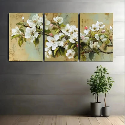 3pcs White Apple Blossoms a Spring Floral Metal Print Ready to Hang Art