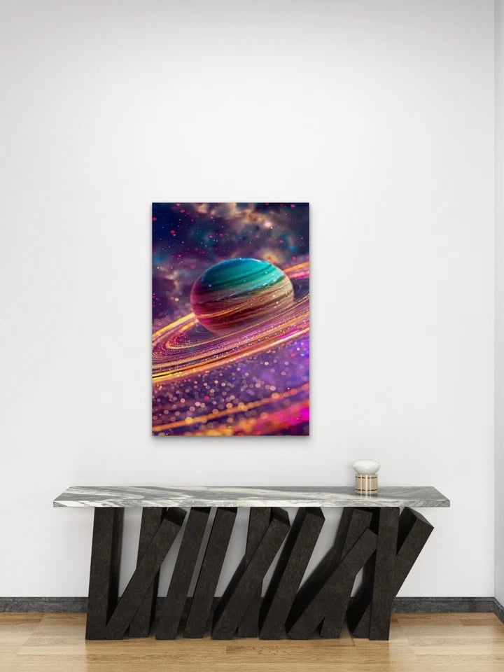 Vibrant Galactic Planet Metal Print Ready to Hang