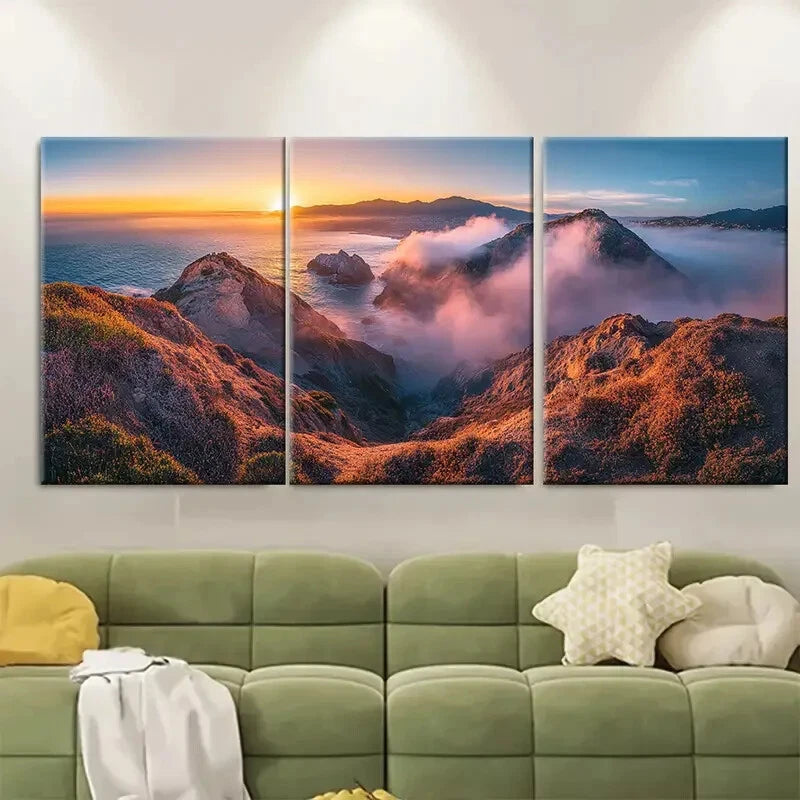 3pcs Marin County Sausalito Sunset Metal Print Ready to Hang Art