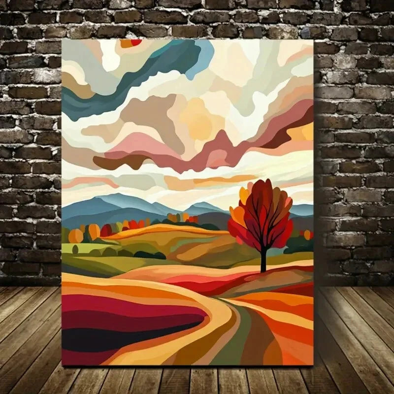 Abstract Contemporary Log Landscape Painting 40x60cm Metal Print Ready to Hang
