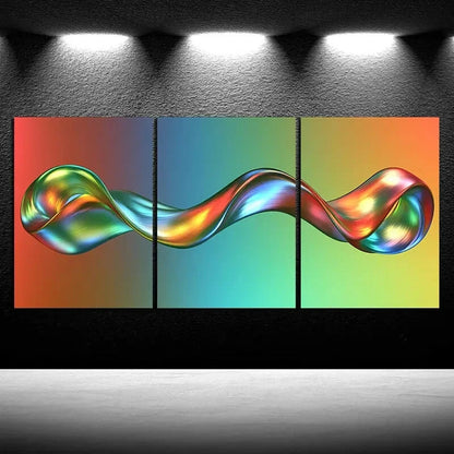 3pcs Beautiful Lines Colourful Themed Metal Print Ready to Hang Art